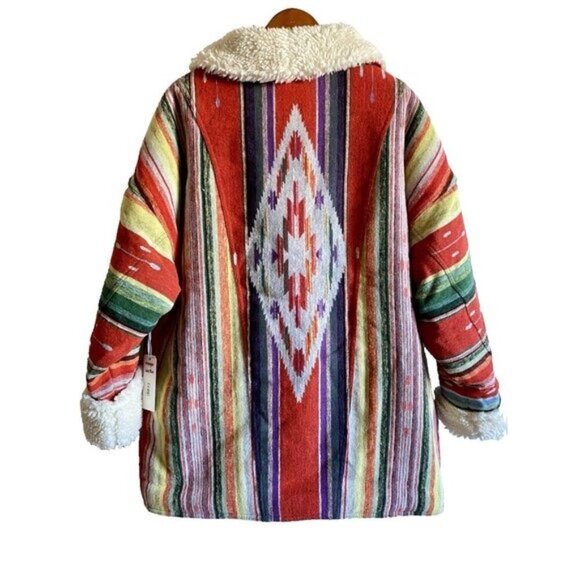 Wrangler x Lainey Wilson Sunburn Aztec Coat Sz Large Rodeo Ben Faux Sherpa NWT - Picture 2 of 10